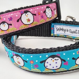 Happy Feet Dog Collar / Handmade / Adjustable / Pet Accessories / Penguins / Dog Collar / Pet Collar