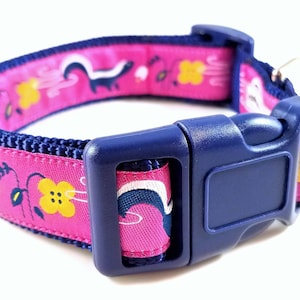 Lil' Stinker Dog Collar, Handmade, Adjustable, Pet Accessories, Skunk, Flowers, Pet Lover, Gift Idea, Large Dog Collar , Stinky Dog, Farts image 3