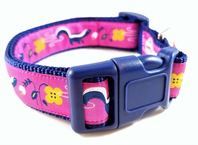 Lil' Stinker Dog Collar, Handmade, Adjustable, Pet Accessories, Skunk, Flowers, Pet Lover, Gift Idea, Large Dog Collar , Stinky Dog, Farts image 3