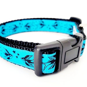 Sparrows Dog Collar / Adjustable / Large Dog Collar / Small Dog Collar / Tattoo / Flash Tattoo / Birds / Stars / Ink image 2