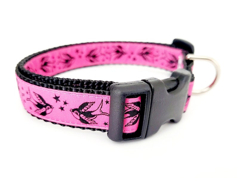 Sparrows Dog Collar / Adjustable / Large Dog Collar / Small Dog Collar / Tattoo / Flash Tattoo / Birds / Stars / Ink image 3