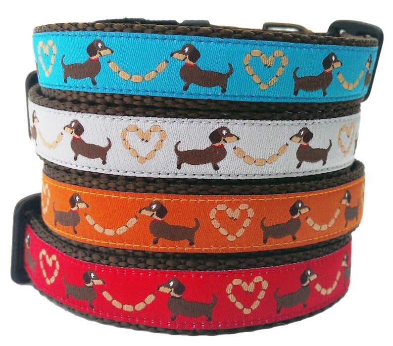 Longback Love Dog Collar / Dachshund Dog Collar / Adjustable / Dachshund Collar / Weiner Dog / Small Dog Collar / Dog Collar / Sausage image 2