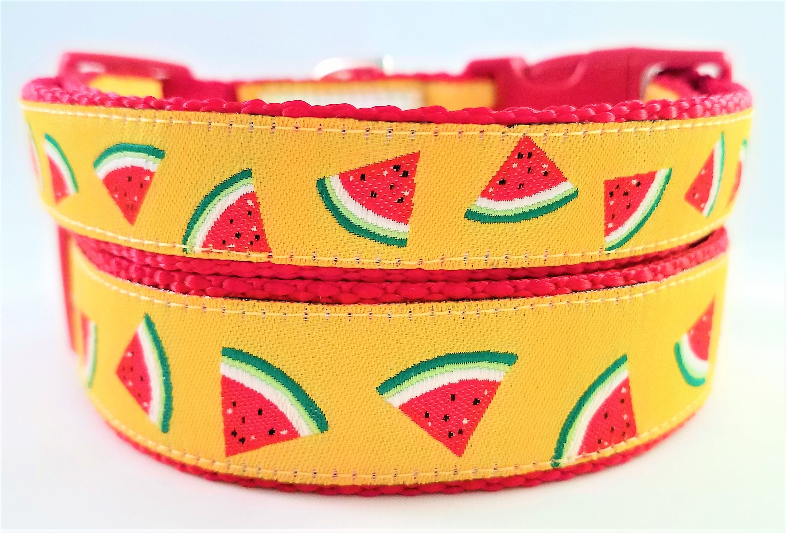 Watermelon Dog Collar Handmade Adjustable Summertime Large Etsy