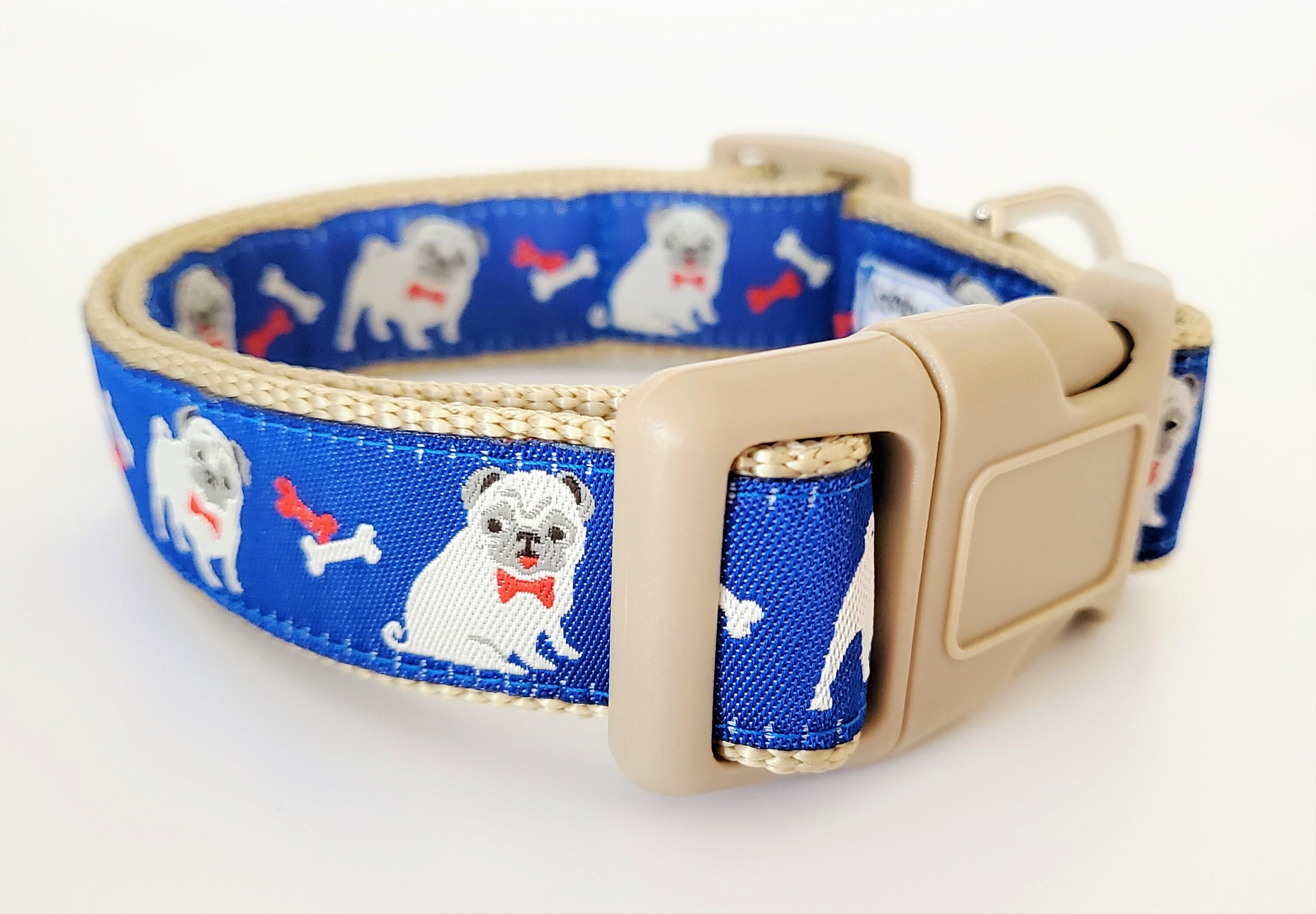 Pugs Dog Collar / Handmade / Adjustable / Pug / Dogs / Pet