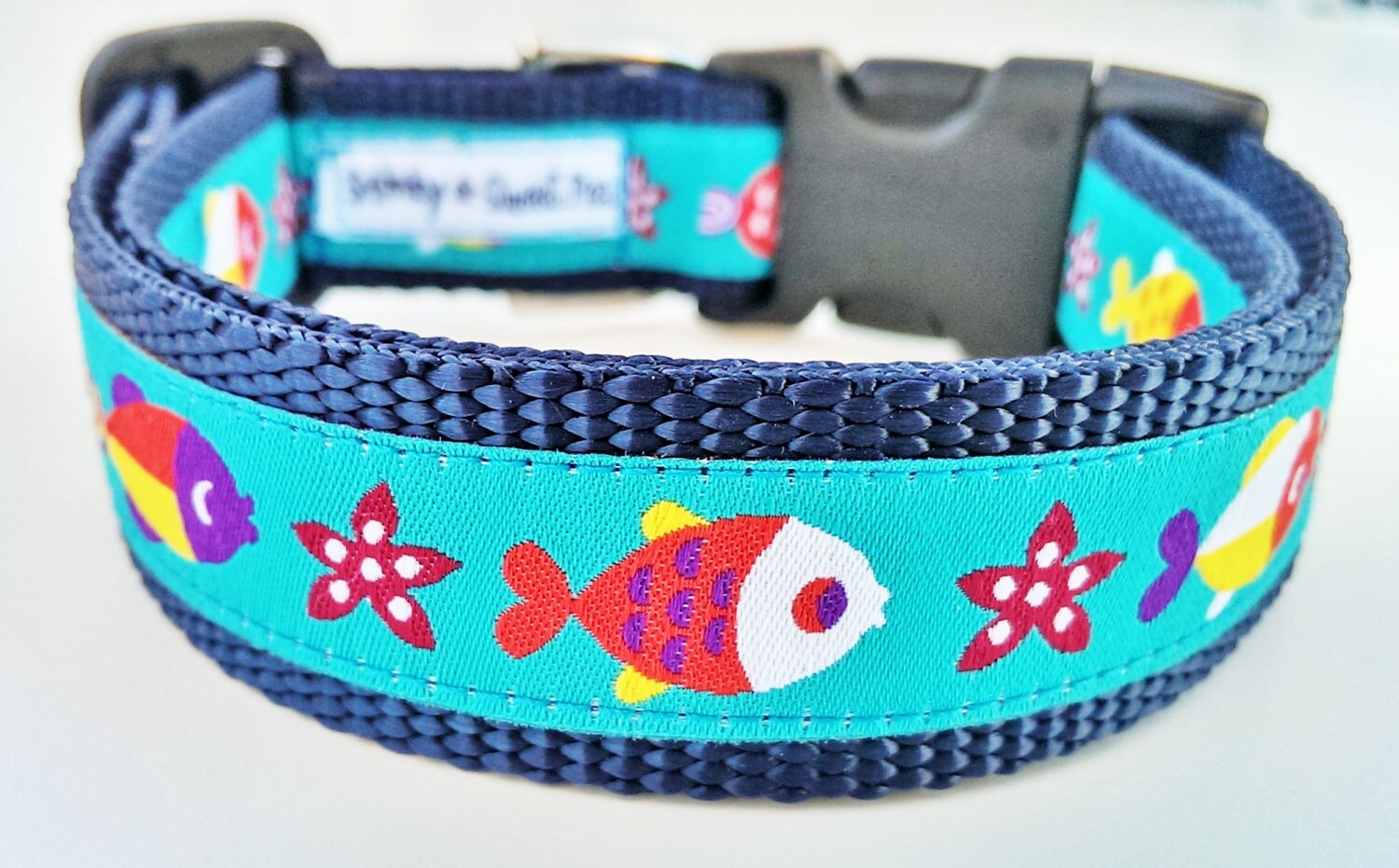 Here Fishy Fishy Dog Collar / Adjustable / Pet Accessories / Etsy