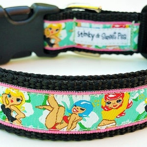 The Pin Up Puppy Dog Collar / Pet Accessories / Handmade / Pet Lover Gift / Large Dog Collar / Adjustable / Dog Collar image 2