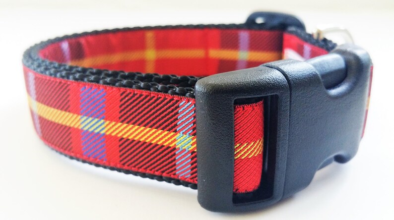 Plaid Dog Collar / Handmade / Pet Accessories / Tartan / Christmas / Large Dog Collar image 3