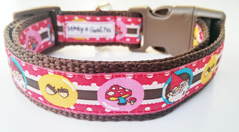 The Happy Gnome Dog Collar / Pet Accessories / Handmade / Adjustable image 2