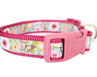 Summertime Dog Collar / Small Dog Collar / Butterflies / Teacup / Mini Dog Collar / Puppy Dog Collar / Flowers / Summer / Dog Collars