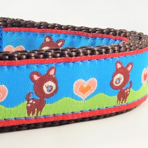 Oh dear I'm in love Dog Collar / Adjustable / Deer / Hearts / Love / Small dog collar / Large dog collar / In Love / Woodland image 1