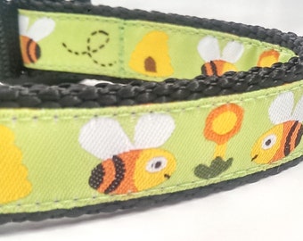 Honey Bees - Dog Collar / Adjustable / Pet Accessories / Handmade / Bumble Bee