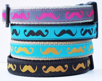 mustache dog collar