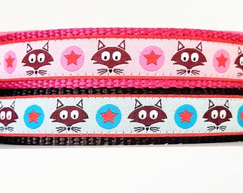 Star Fox Dog Collar / Adjustable / Small Dog Collar / Large Dog Collar / Fox Dog Collar / Stars / Foxes / Pet Collars