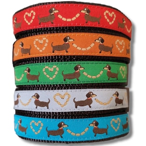 Longback Love Dog Collar / Dachshund Dog Collar / Adjustable / Dachshund Collar / Weiner Dog / Small Dog Collar / Dog Collar / Sausage image 1