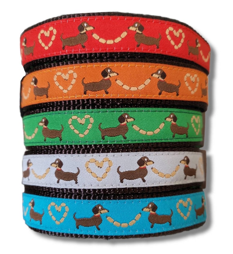 Longback Love Dog Collar / Dachshund Dog Collar / Adjustable / Dachshund Collar / Weiner Dog / Small Dog Collar / Dog Collar / Sausage image 1