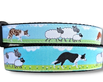 Border Collie Dog Collar / Handmade / Pet Accessories / Adjustable / Herding / Pet Lover / Gift Idea / Sheep / Large Dog Collar