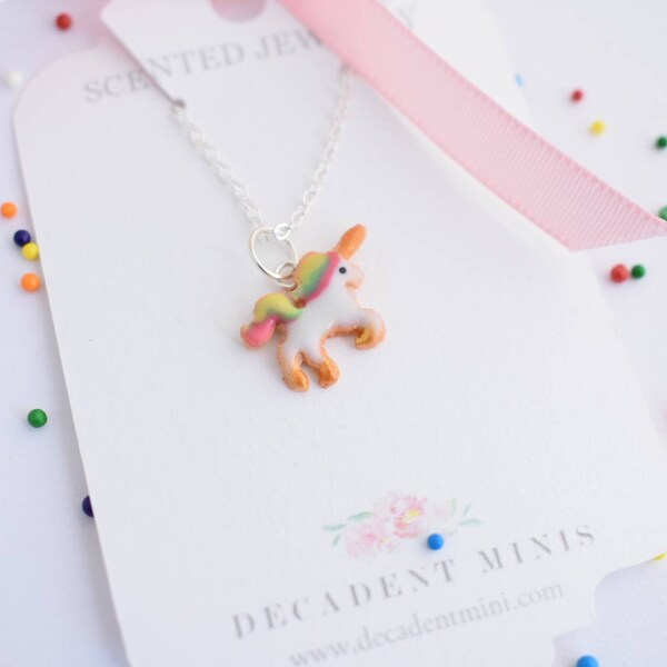 Scented Unicorn Sugar Cookie Necklace- Polymer Clay Jewelry, Gift for Kids, Kawaii
