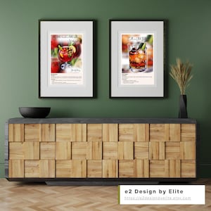 Cocktail Wall Art Prints – Classic Drink Recipes for Home Bar Decor