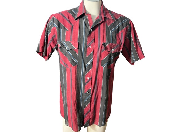 Vintage striped western Plains coxboy shirt M - image 1
