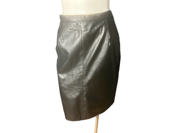 Vintage 80's black leather skirt M - image 1