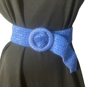 Vintage 80&#39;s blue stretch belt L