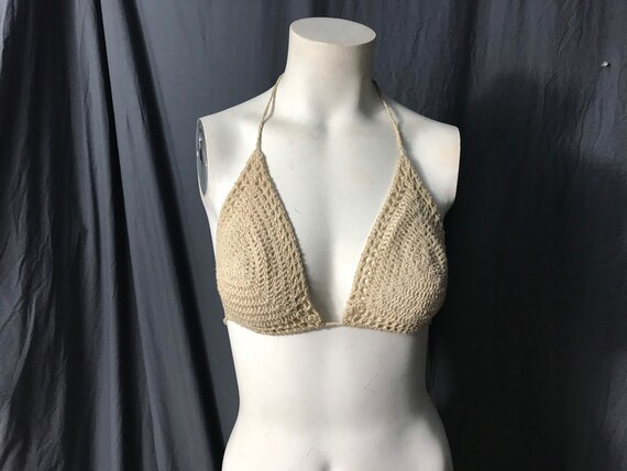 Vintage crochet bikini top S M