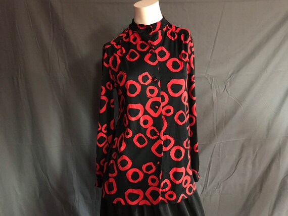Mr Paul's Boutique Mod 1970's Red and Black Shirt… - image 1