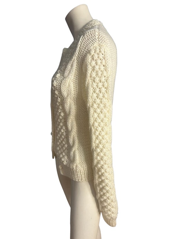 Vintage 70's gould white cardigan sweater M L - image 3