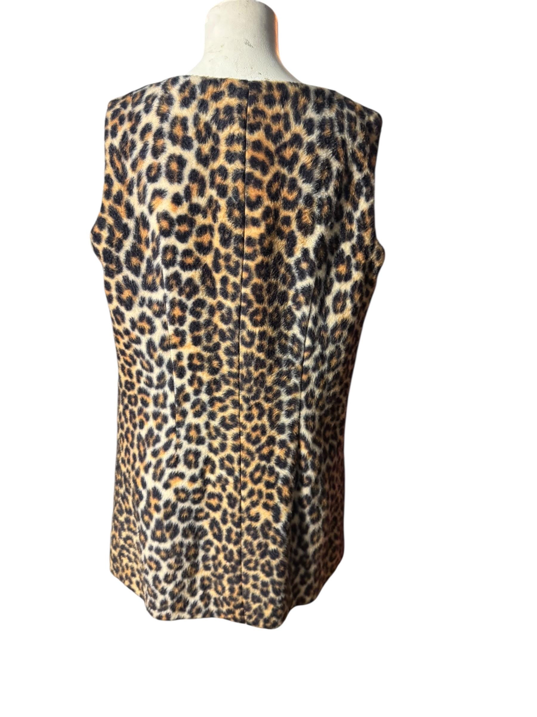 Vintage 70's Leopard Faux Fur Vest L XL - Etsy Denmark