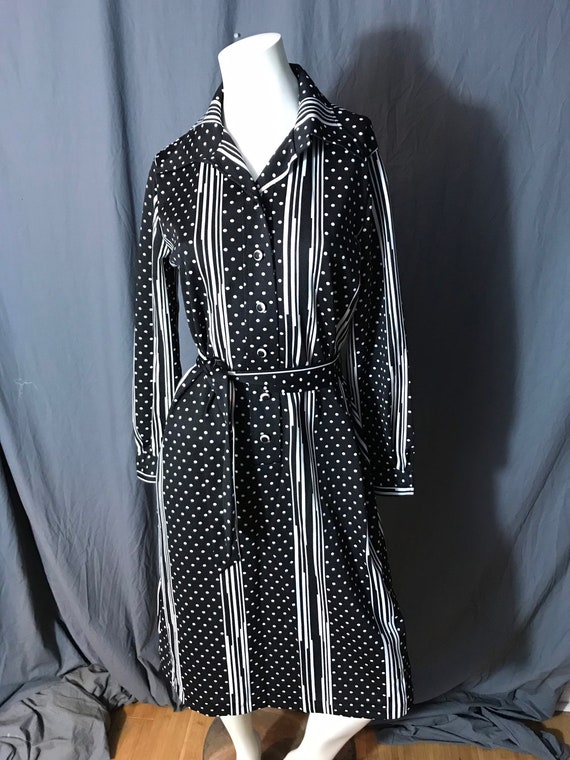 Vintage 1970’s Empress black and white dress L - image 2