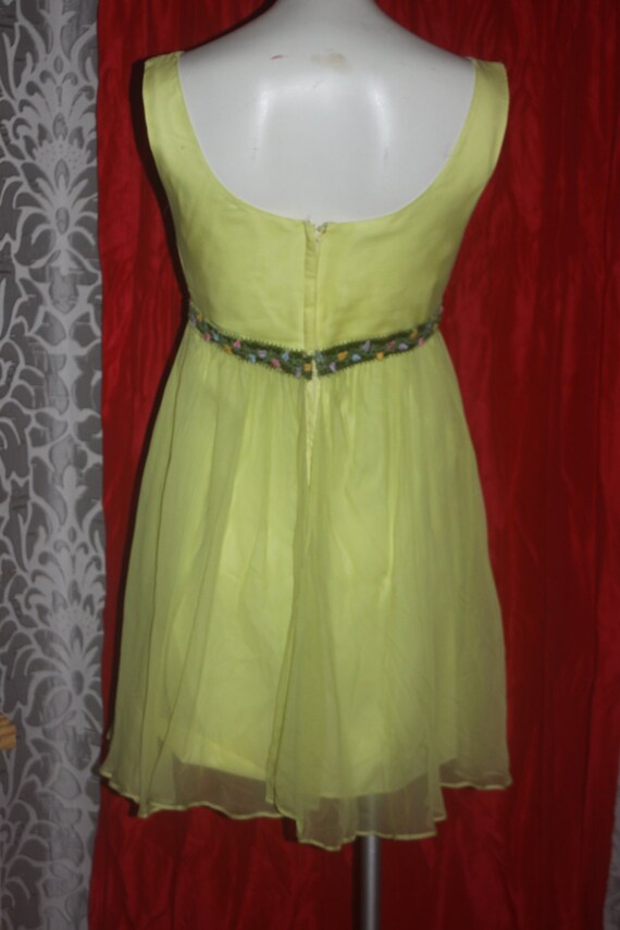 Vintage 60's Yellow Chiffon Mini Baby Doll Party … - image 4