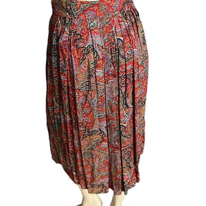 Vintage 80's rayon paisley button skirt 8 image 5