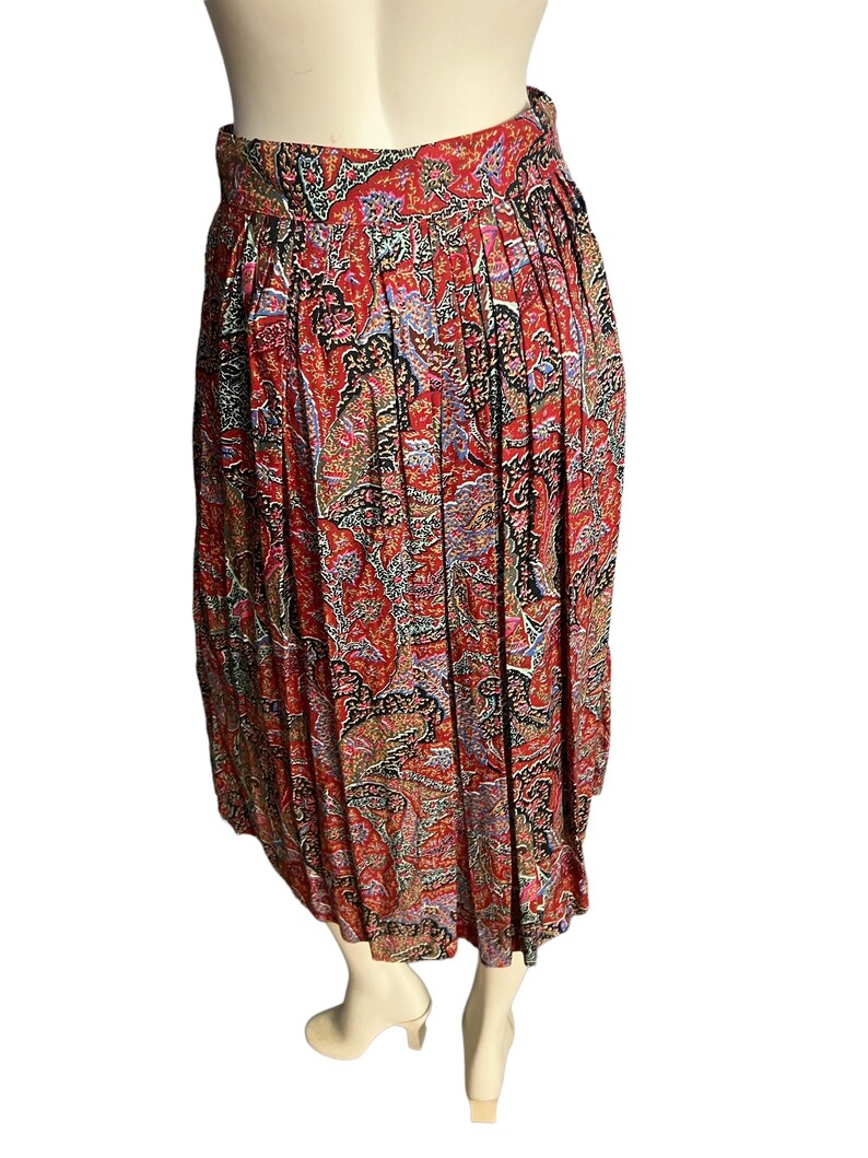 Vintage 80's rayon paisley button skirt 8 image 5