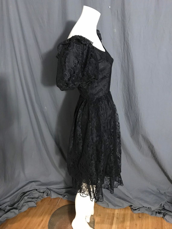 Vintage black lace full circle square dance dress… - image 5