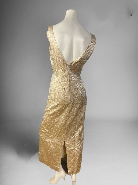 Vintage 60's long gold party dress M - image 5