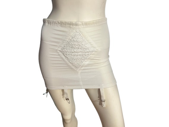 New Vintage Crown-ette Full Freedom Firm Control Lace Open Bottom Girdle  With Garters Snow White -  Israel