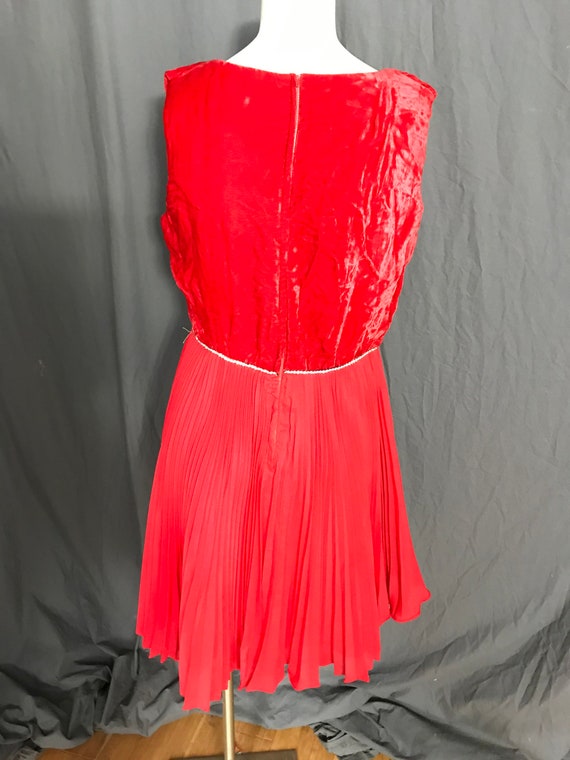 Vintage 1960’s red velvet rhinestone party dress L - image 7