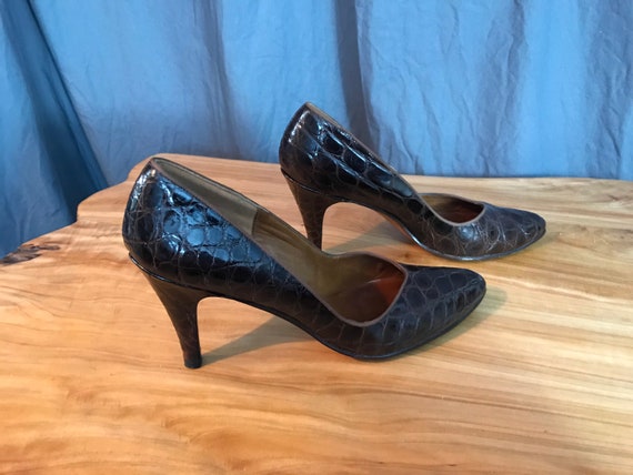 Vintage 1950’s brown reptile snakeskin heels 8.5 - image 4