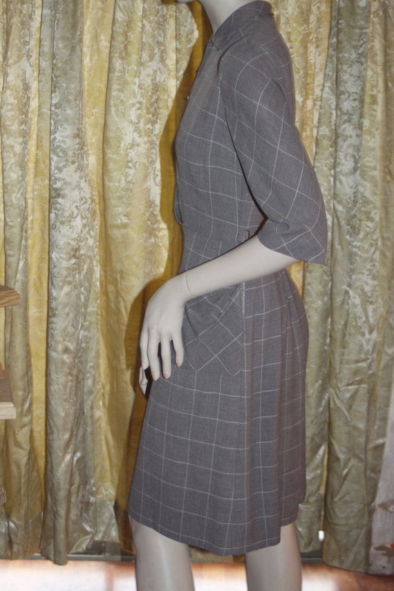 Vintage 40's L'Aiglon gray fitted dress M - image 4