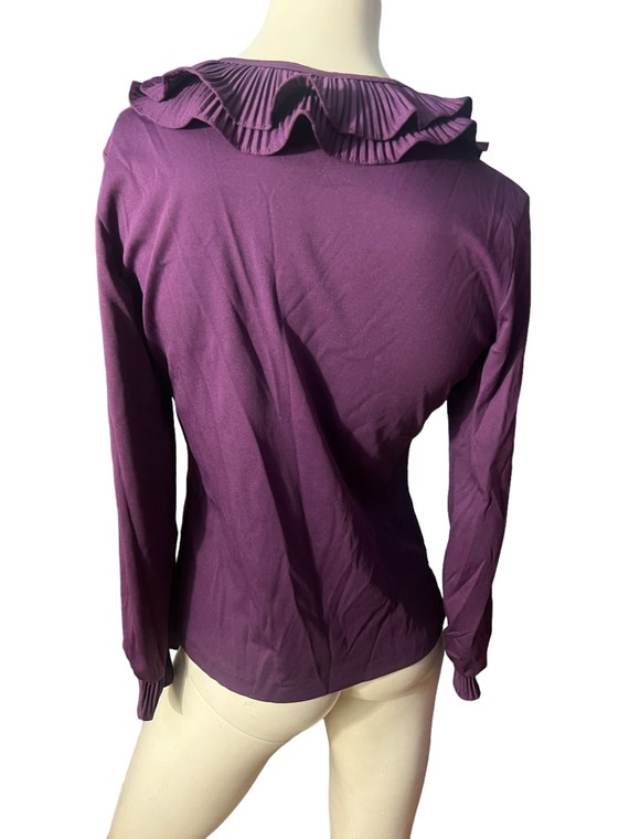 Vintage 70's purple shirt blouse M Rhonda Lee - image 4