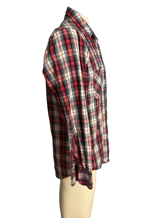 Vintage 80's red plaid button up shirt M - image 4