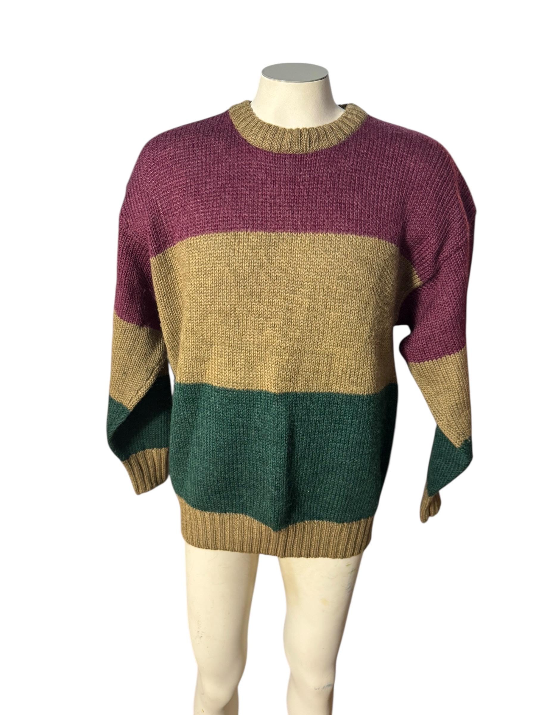 Vintage 80's Men's Striped Wool Sweater XL Boston Traders - Etsy