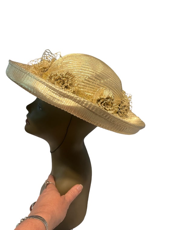Vintage 80's gold metallic hat - image 4