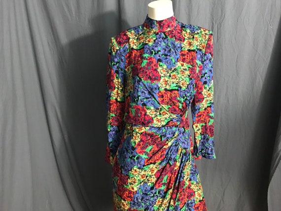 Vintage 1980’s Julie Francis 40’s style silk dres… - image 2