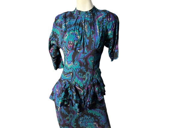 1980s peplum dress Vintage 80's Peplum Dress M Antara
