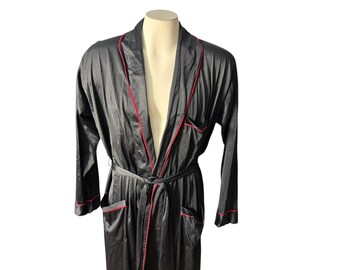 Vintage Men's Robe Mid Century Dark Black and Red Swirling Print Art ...