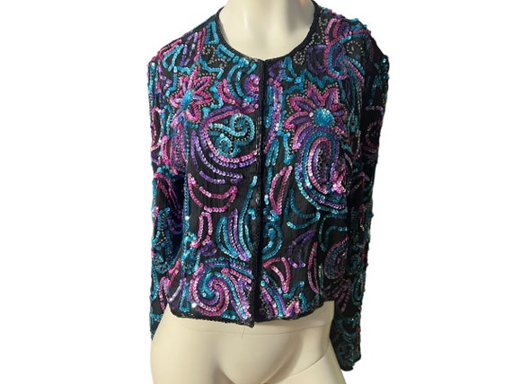 Vintage sequin jacket XL Night Vogue - image 1