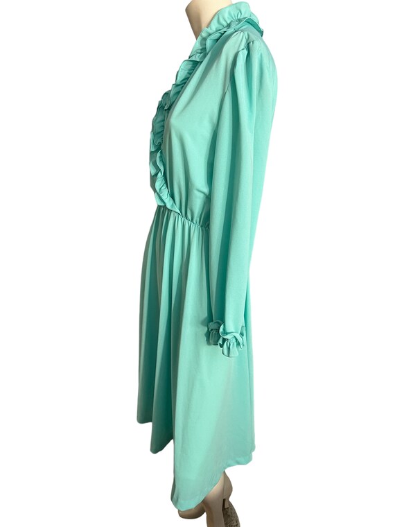 Vintage 70's turquoise dress 12 M L Anthony Richa… - image 6