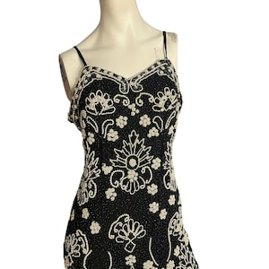 Vintage black & white bead dress S Annabelle