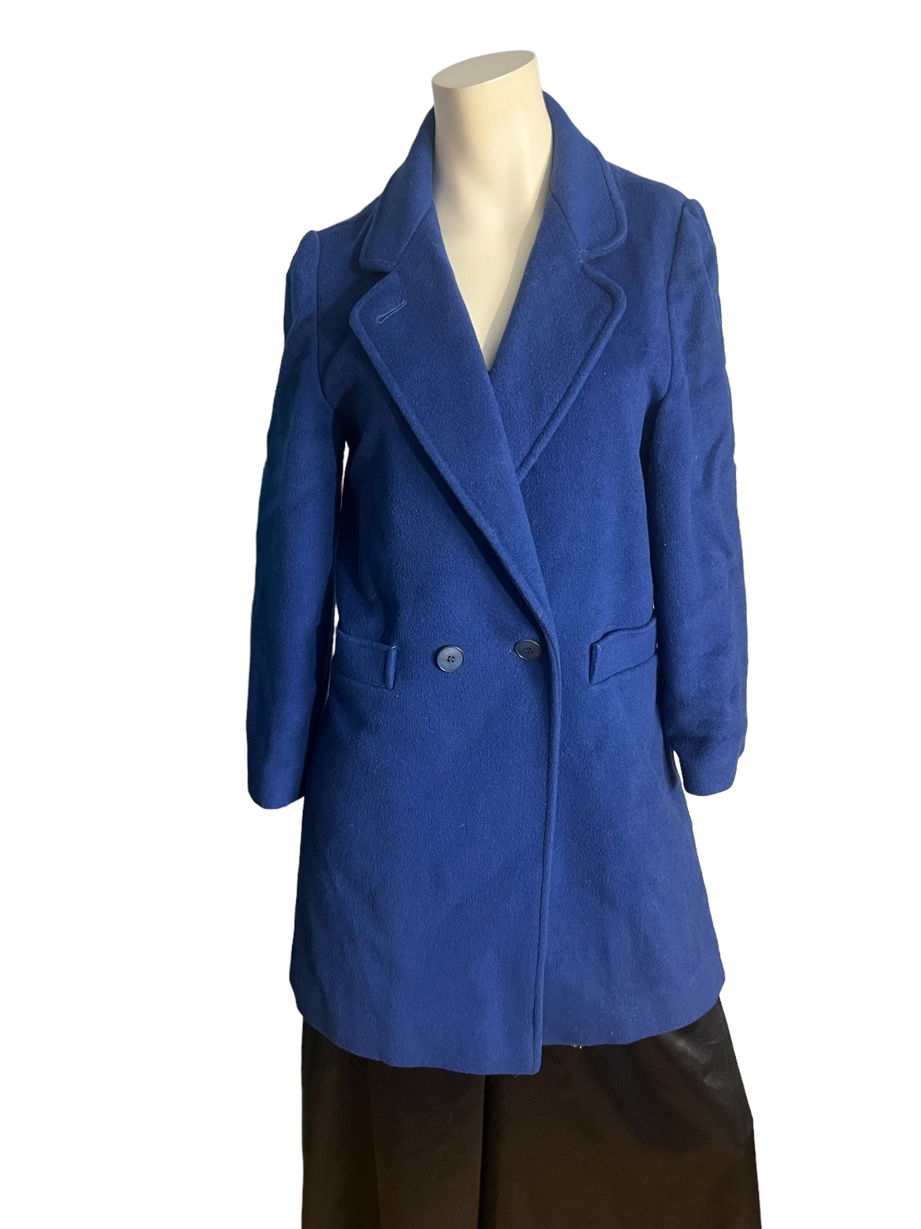 Vintage Blue T80's Wool Trench Coat L - Etsy
